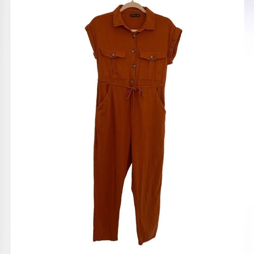 Cotton On Women’s XS rust colored cinch waist Spring Jumpsuit Pants suit